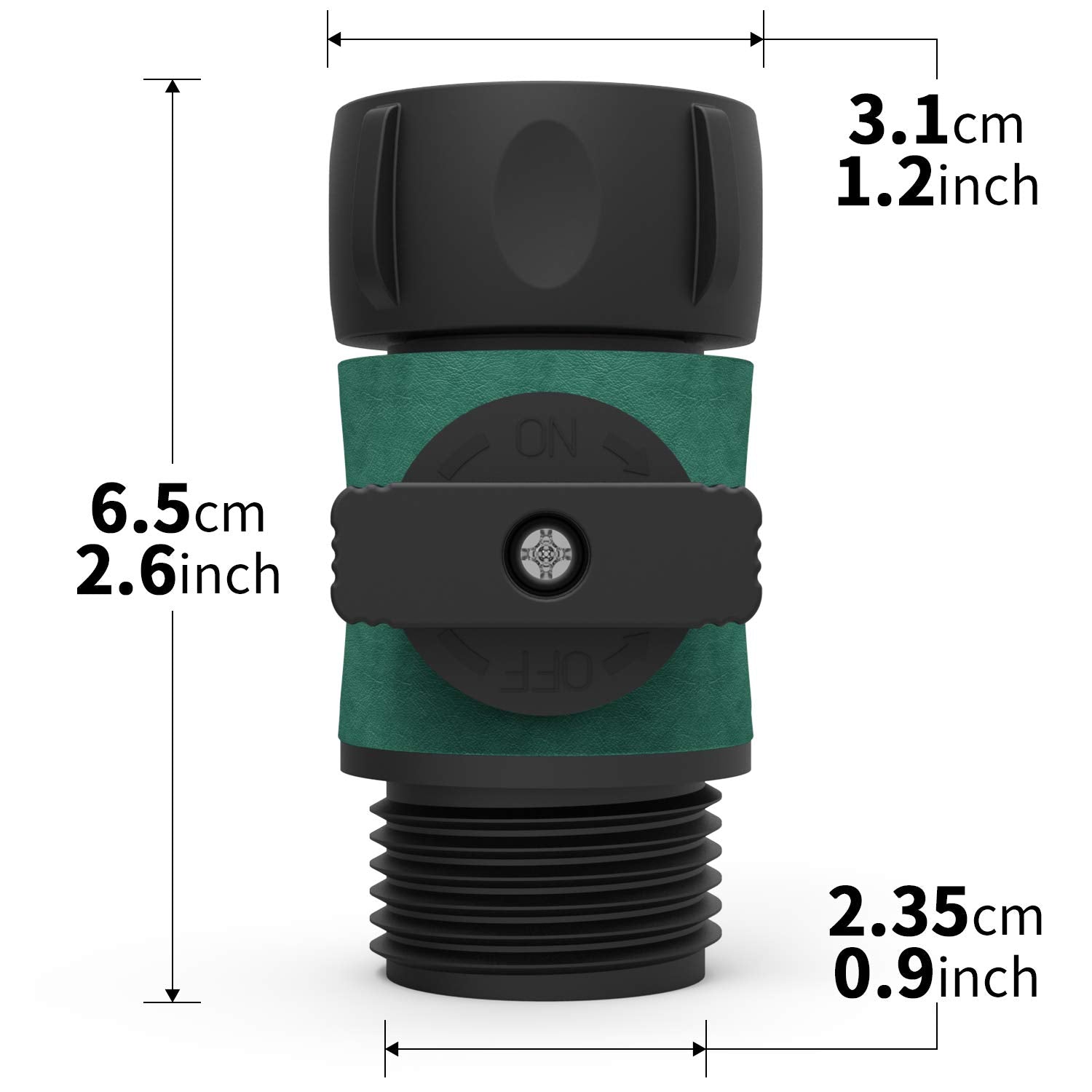 Asgens valve handle close-up showing large grip for easy on/off.