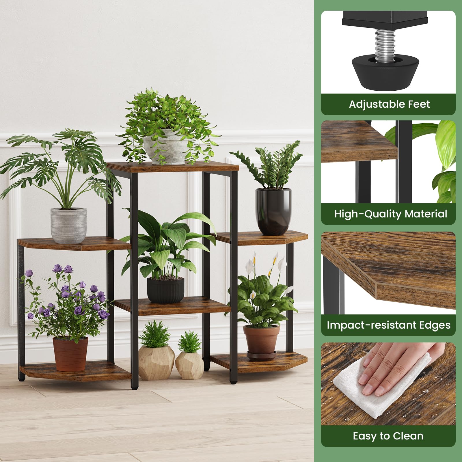 Asgolion plant stand showcased in living room or balcony provides a vibrant focal point.