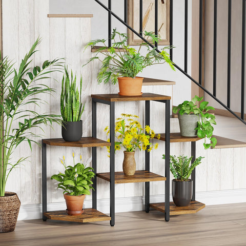 Asgolion plant shelf six shelves neatly organizes pots while freeing floor space.
