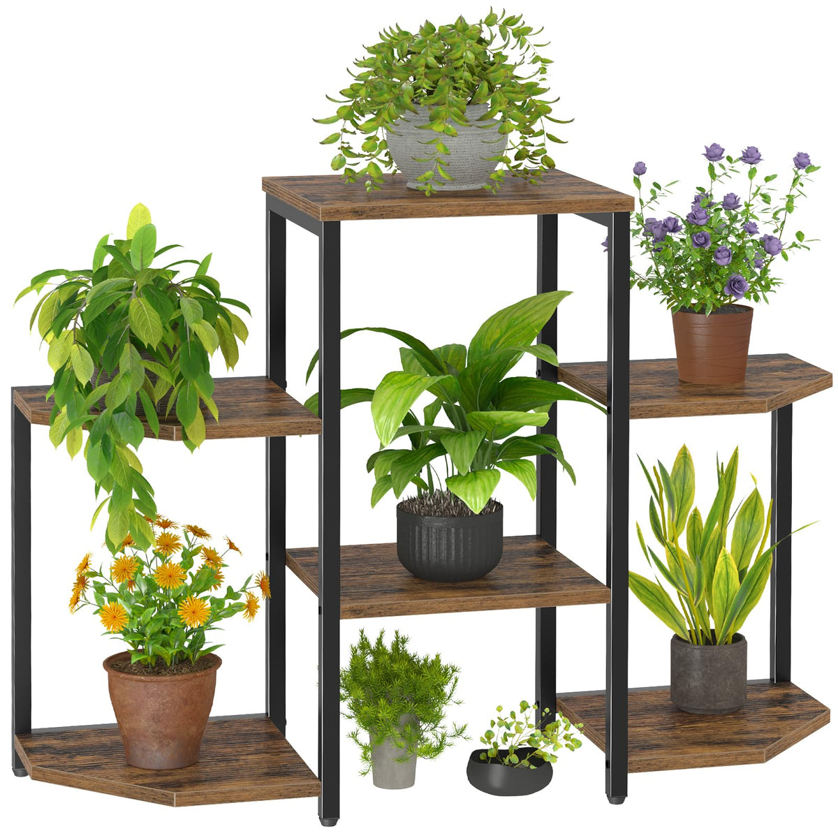 Asgolion plant stand corner rack elevates indoor greenery with space-saving design.