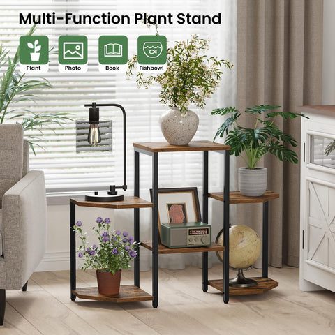 Asgolion rustic brown shelves add warm charm to living room decor.