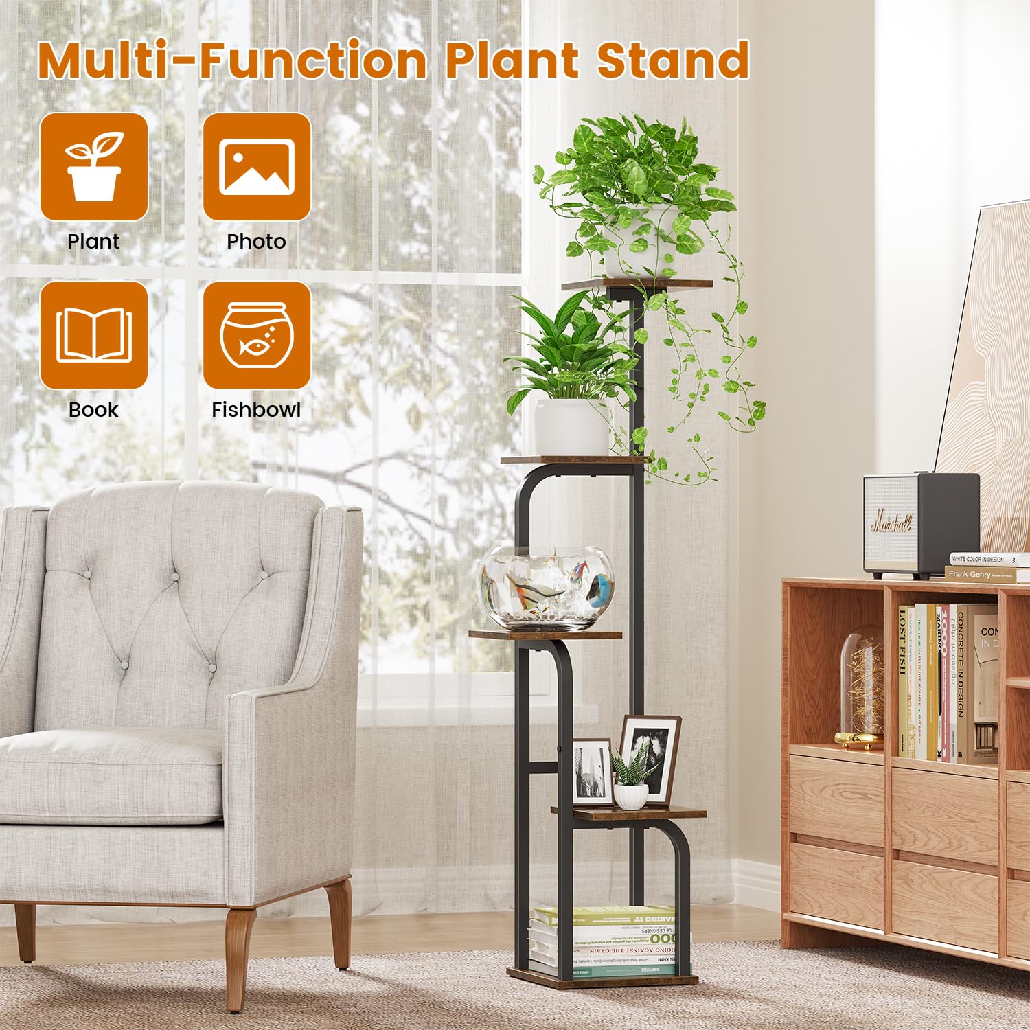 Asgolion succulent display stand showcases small pots in a tiered setup