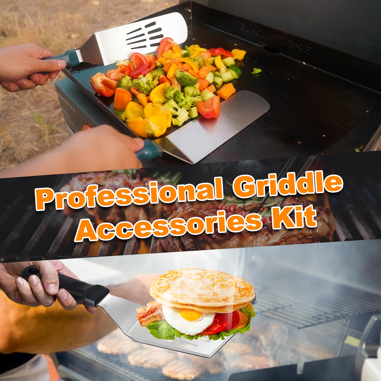 Ashihoti Official slotted griddle spatula for quick draining.
