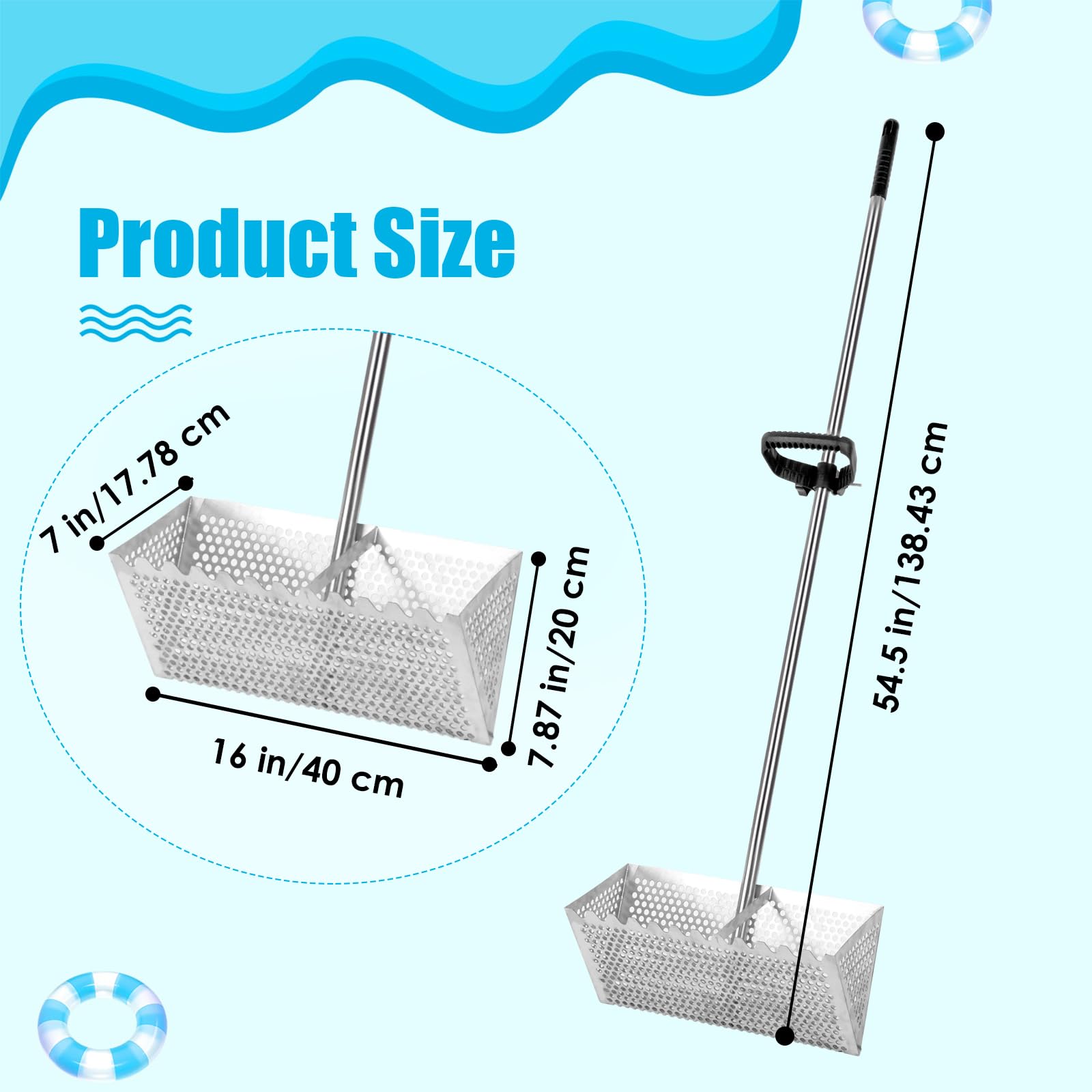 AshKiz Sand Flea Rake auxiliary handle attached for easier beach use.