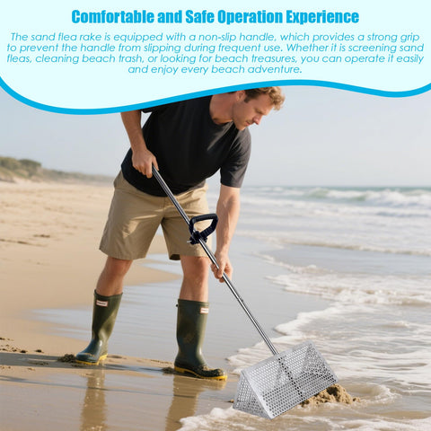 AshKiz Sand Flea Rake large-capacity design covers wider beach areas.