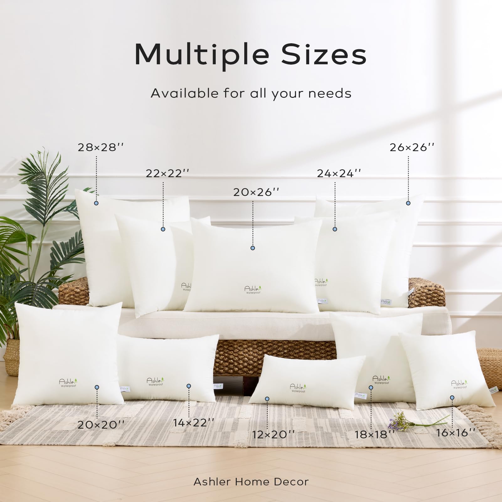 Ashler Home Deco machine washable outdoor pillow inserts for simple cleaning.