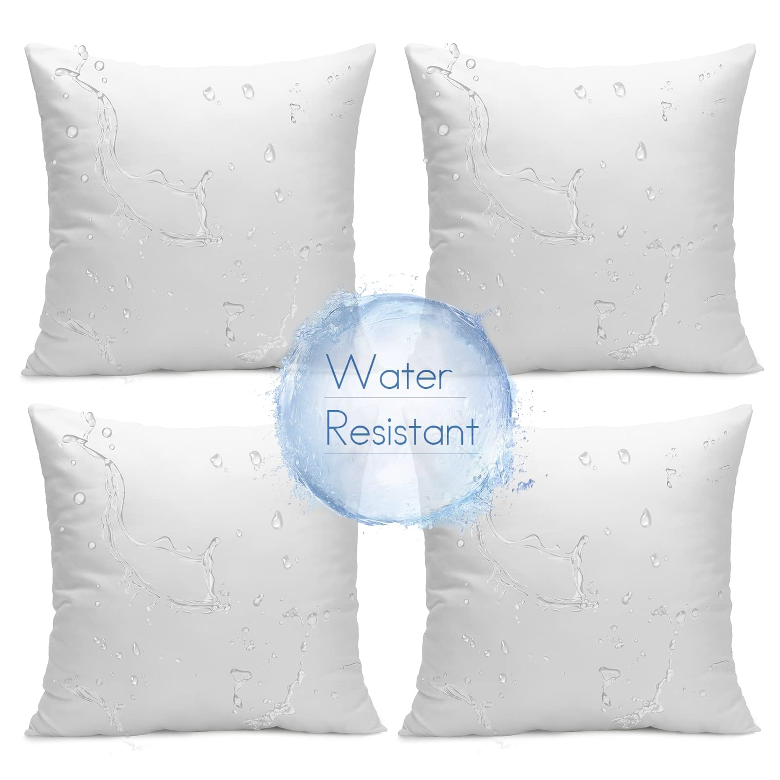 Ashler water-resistant pillow insert, 16x16, set of 4, ideal for patio seating.