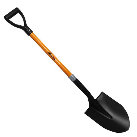 Ashman shovel with D-handle design provides a comfortable, two-handed grip.