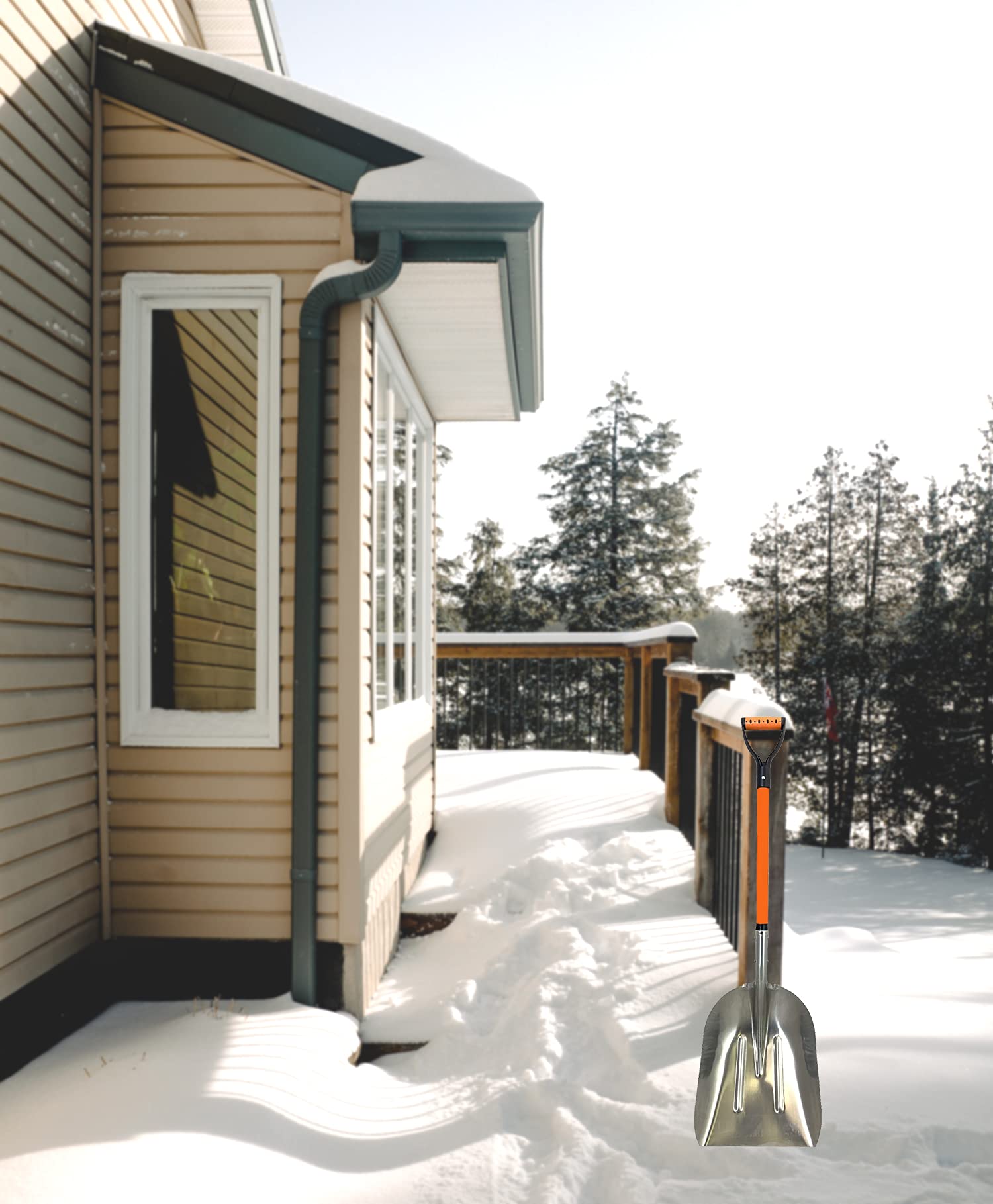 Ashman Aluminium snow shovel snow-deflector prevents back-snow spray