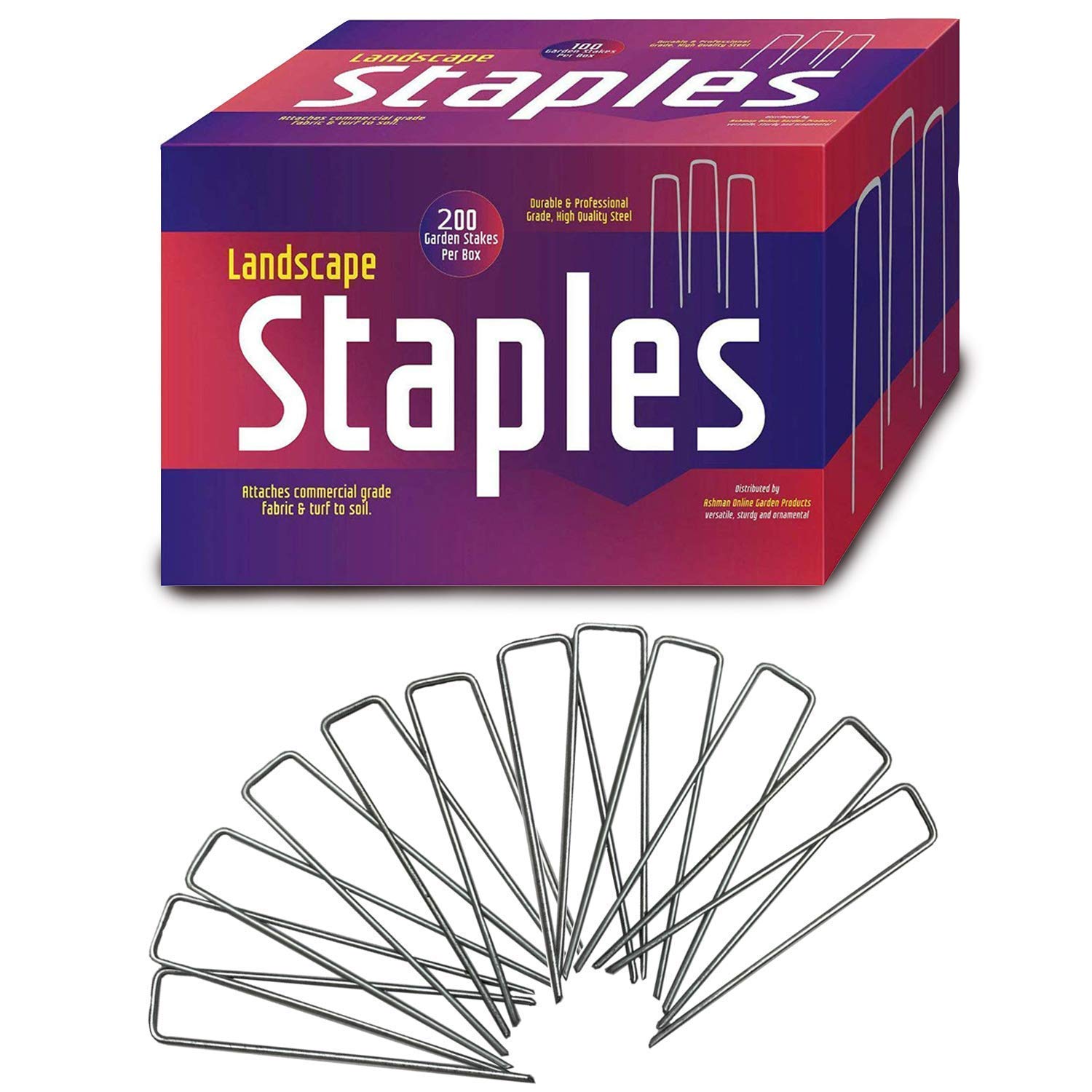 AshmanOnline galvanized stakes 6-inch length anchor landscape fabric securely.