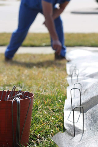 AshmanOnline heavy-duty stakes 6inch 11ga for landscape fabric and edging.