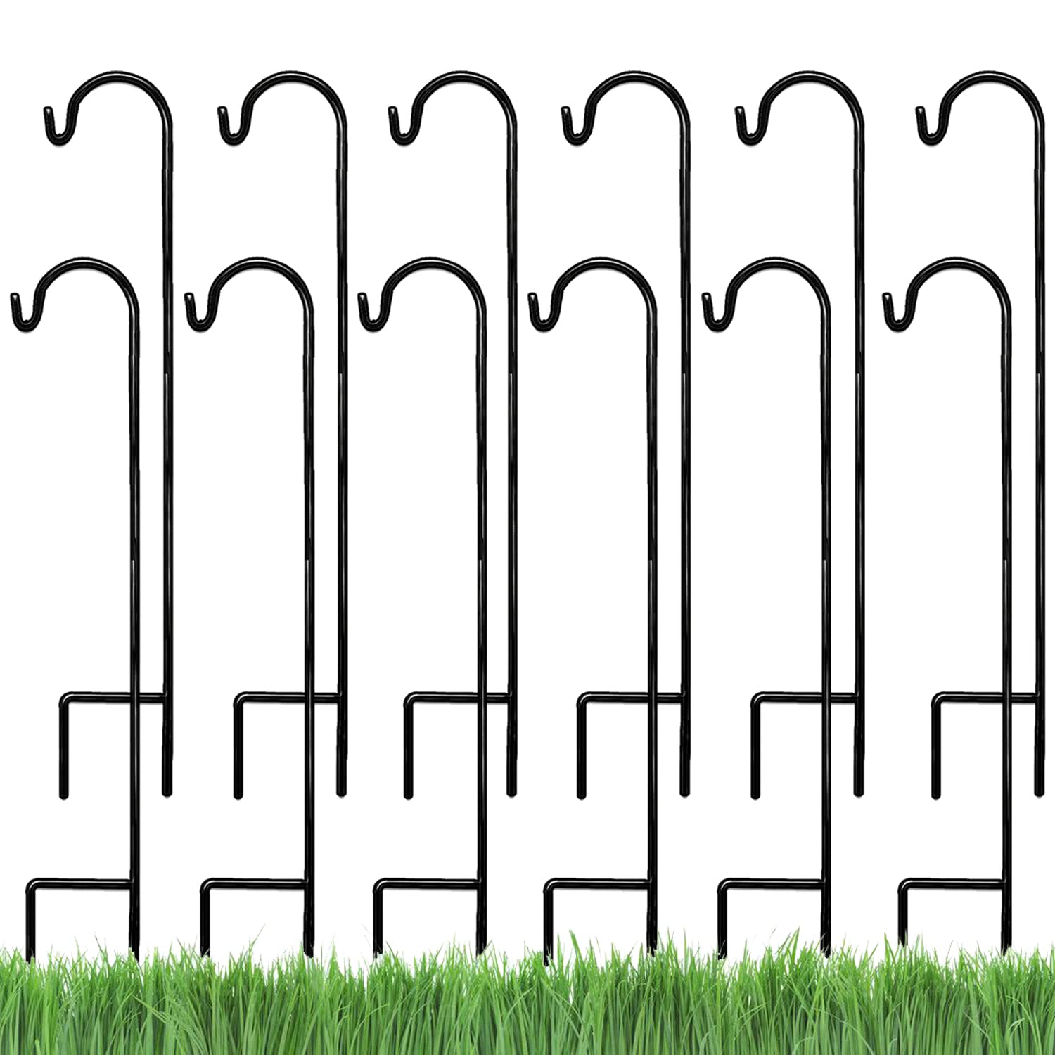 AshmanOnline shepherd hooks stand in the garden for versatile hanging decor.