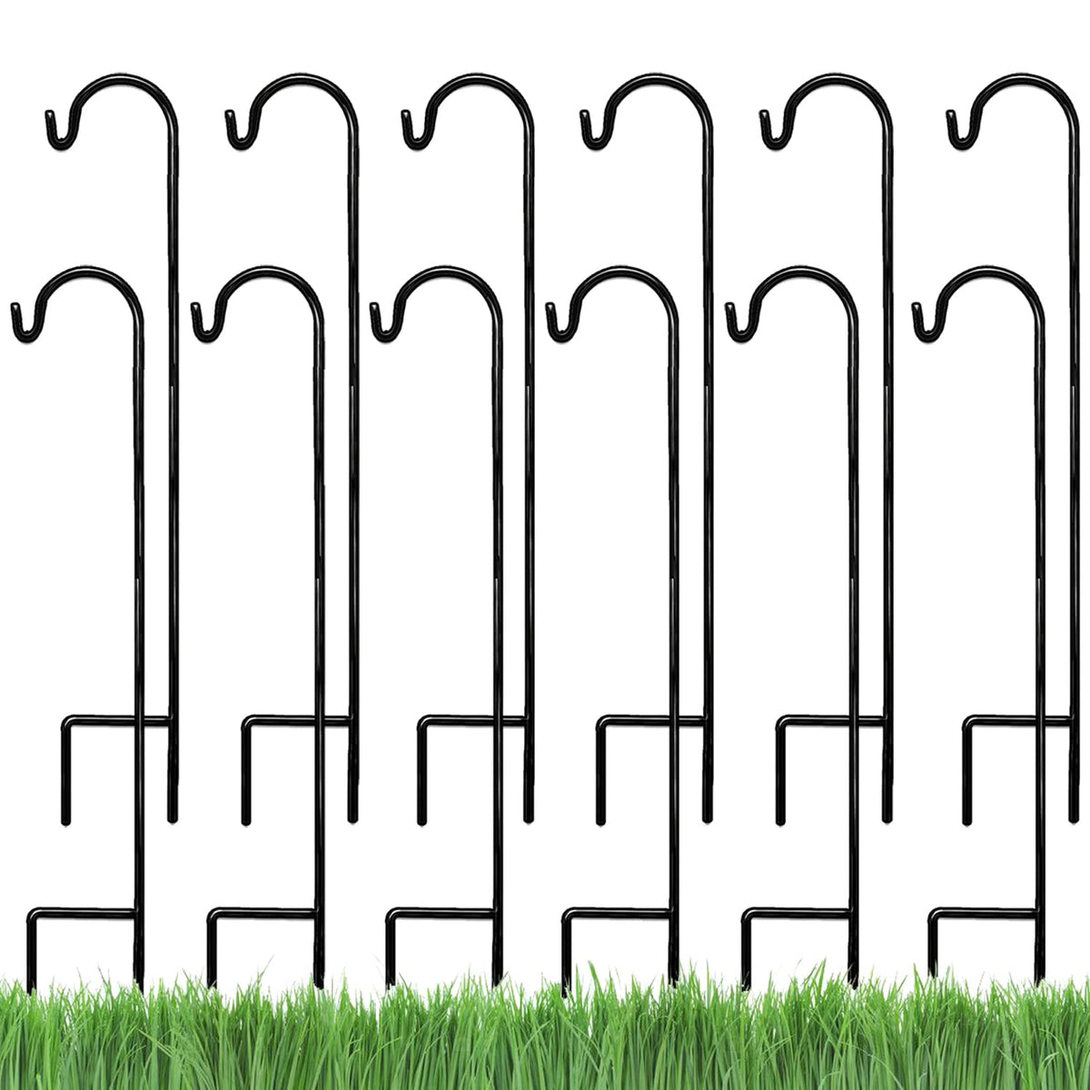 AshmanOnline shepherd hooks stand in the garden for versatile hanging decor.