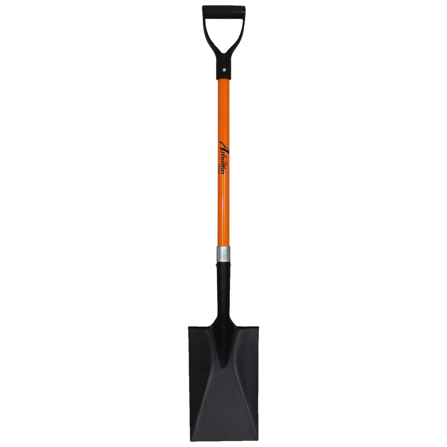 AshmanOnline spade shovel 41in D-handle shows sturdy, two-handed control for tough soil.