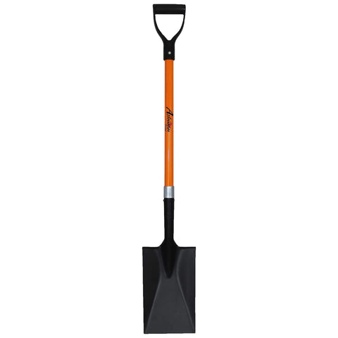 AshmanOnline spade shovel 41in D-handle shows sturdy, two-handed control for tough soil.