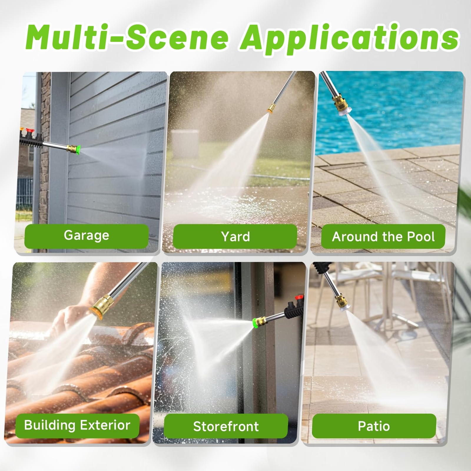 AskAids pressure washer 25deg nozzle balances coverage for fences.