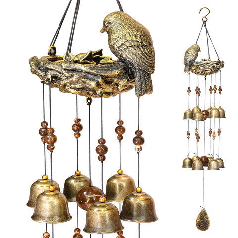 Askhald bronze bird nest wind chime for outdoor spaces and relaxing tones
