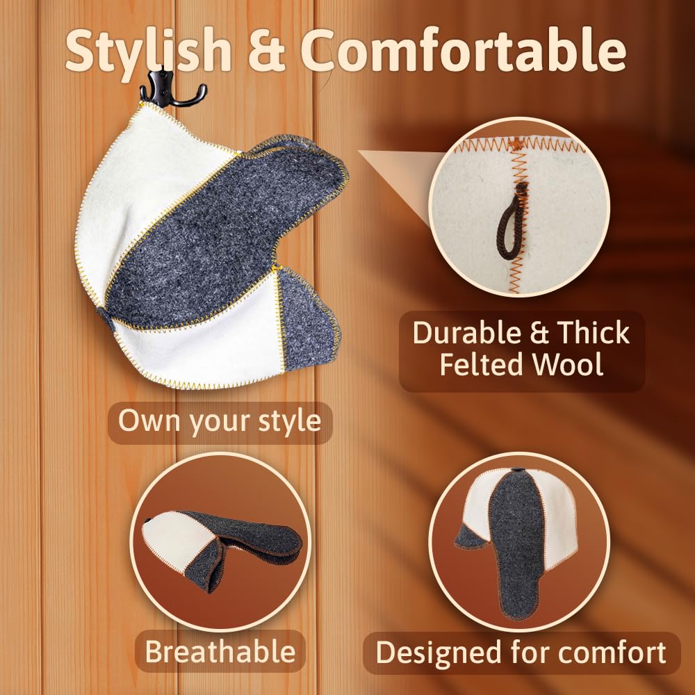 ASKOLD Felt Sauna Cap close-up texture highlights wool thickness and quality.