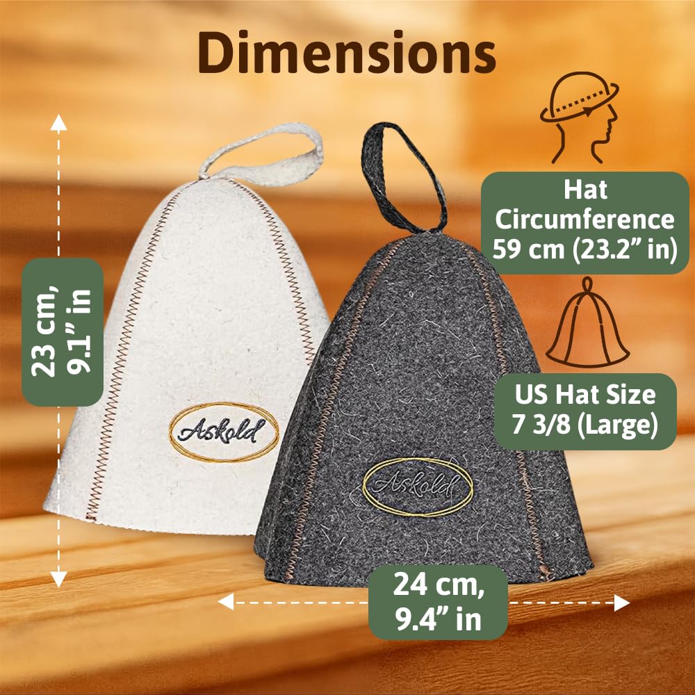 ASKOLD two-pack sauna hat set in white and grey