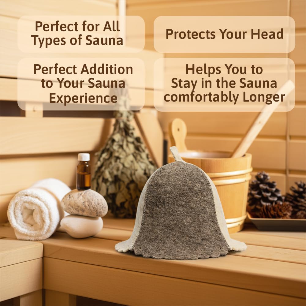 ASKOLD sauna hat with one-size-fits-all dimensions and snug fit.