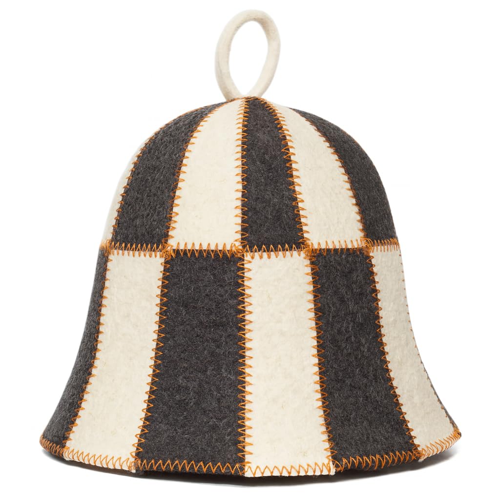 ASKOLD wool sauna hat with checkered pattern for comfortable banya sessions