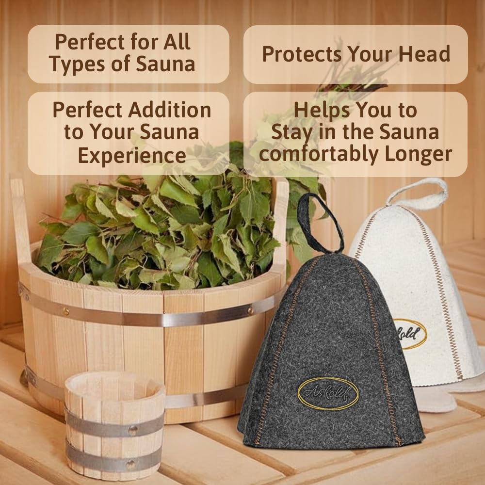 ASKOLD wool sauna hat provides cooling comfort in hot environments