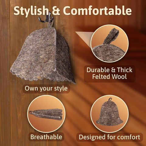 Askold wool sauna hat top view offers lightweight warmth for comfort