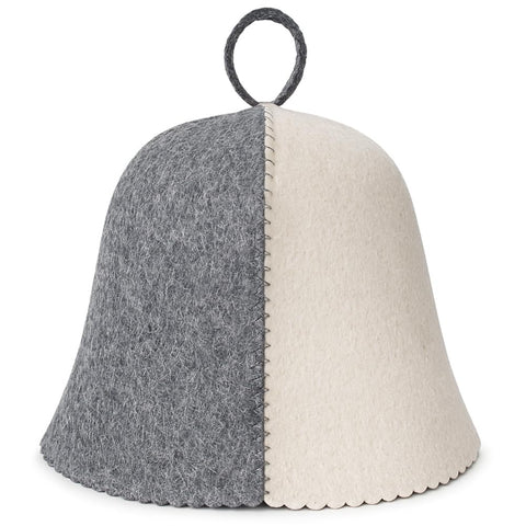 ASKOLD Wool Sauna Hat Grey front view shows hair-friendly design for sauna sessions