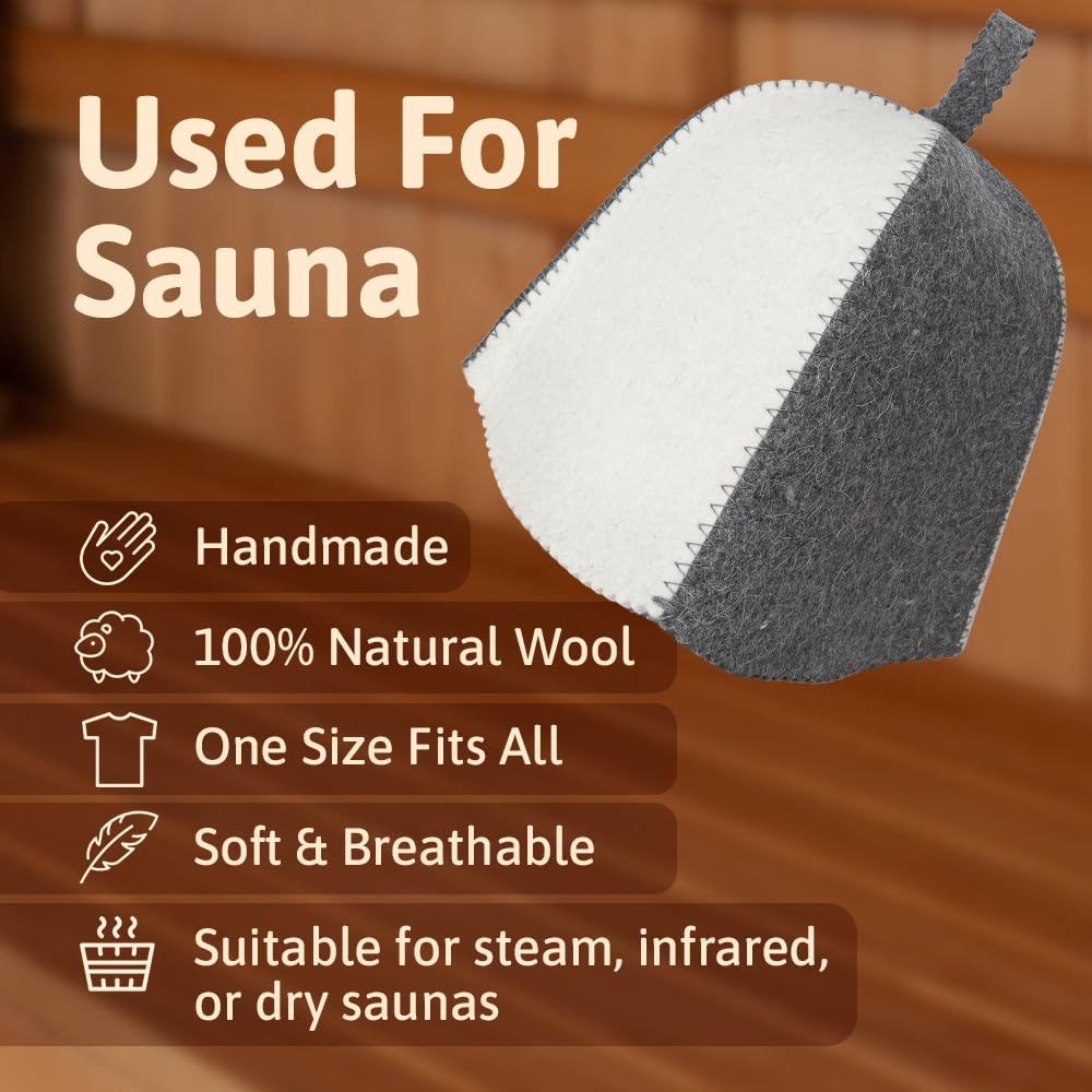 ASKOLD Wool Sauna Hat Grey side view highlights comfortable unisex fit