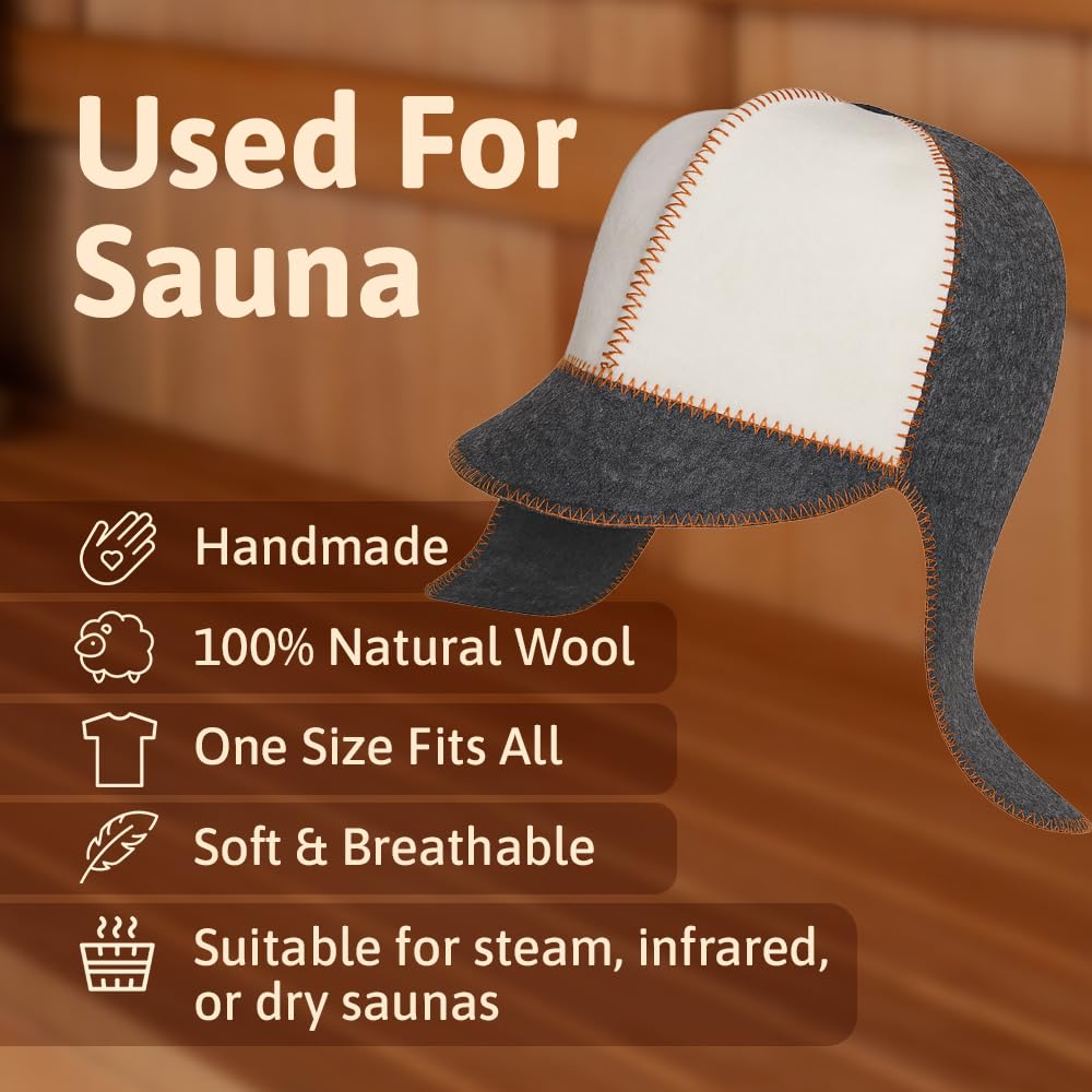 ASKOLD Wool Sauna Hat on head demonstrates unisex design for banya.