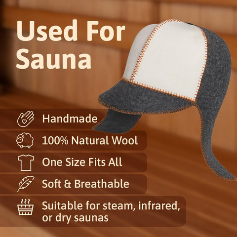 ASKOLD Wool Sauna Hat on head demonstrates unisex design for banya.