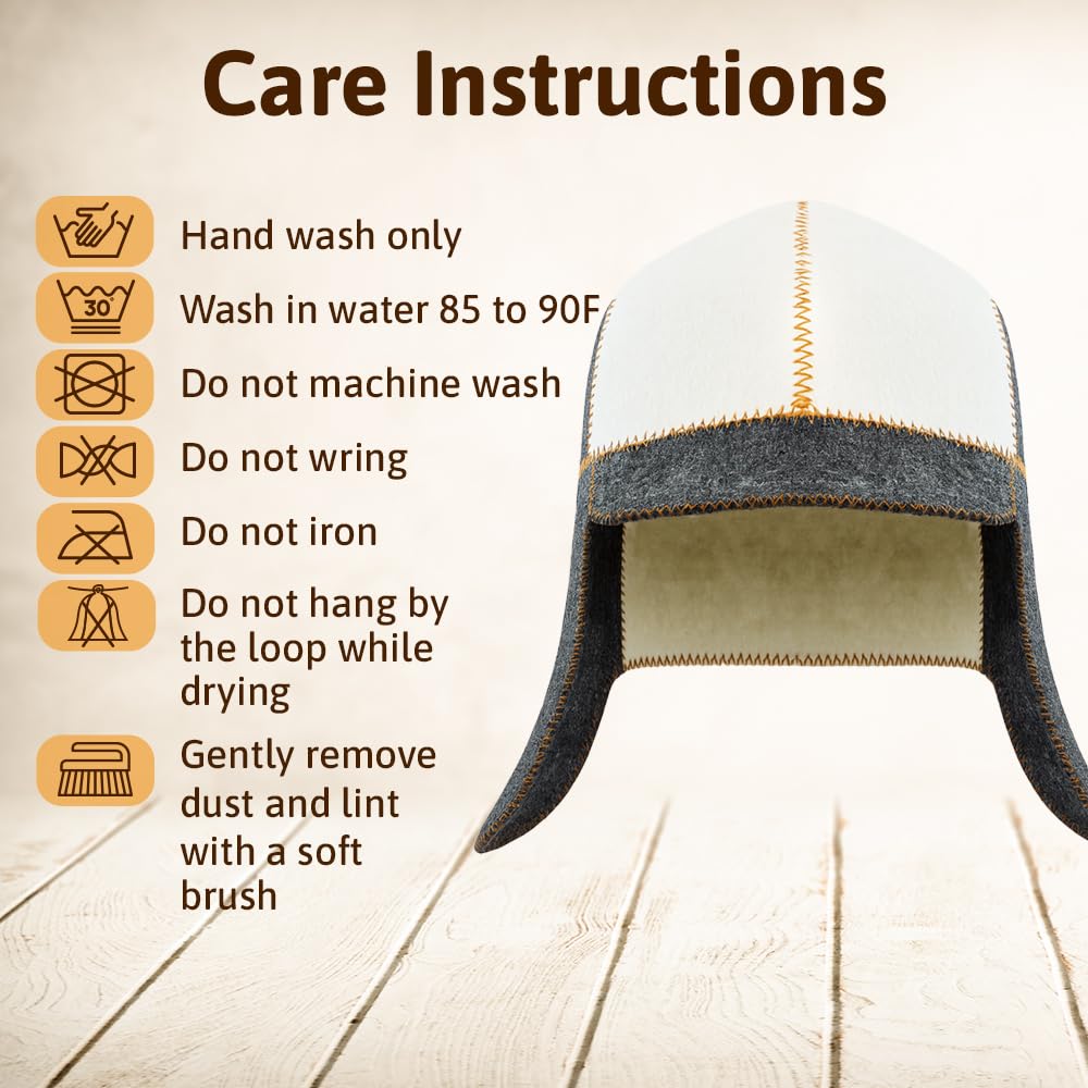 ASKOLD Wool Sauna Hat fits standard sizes with one-size comfort.