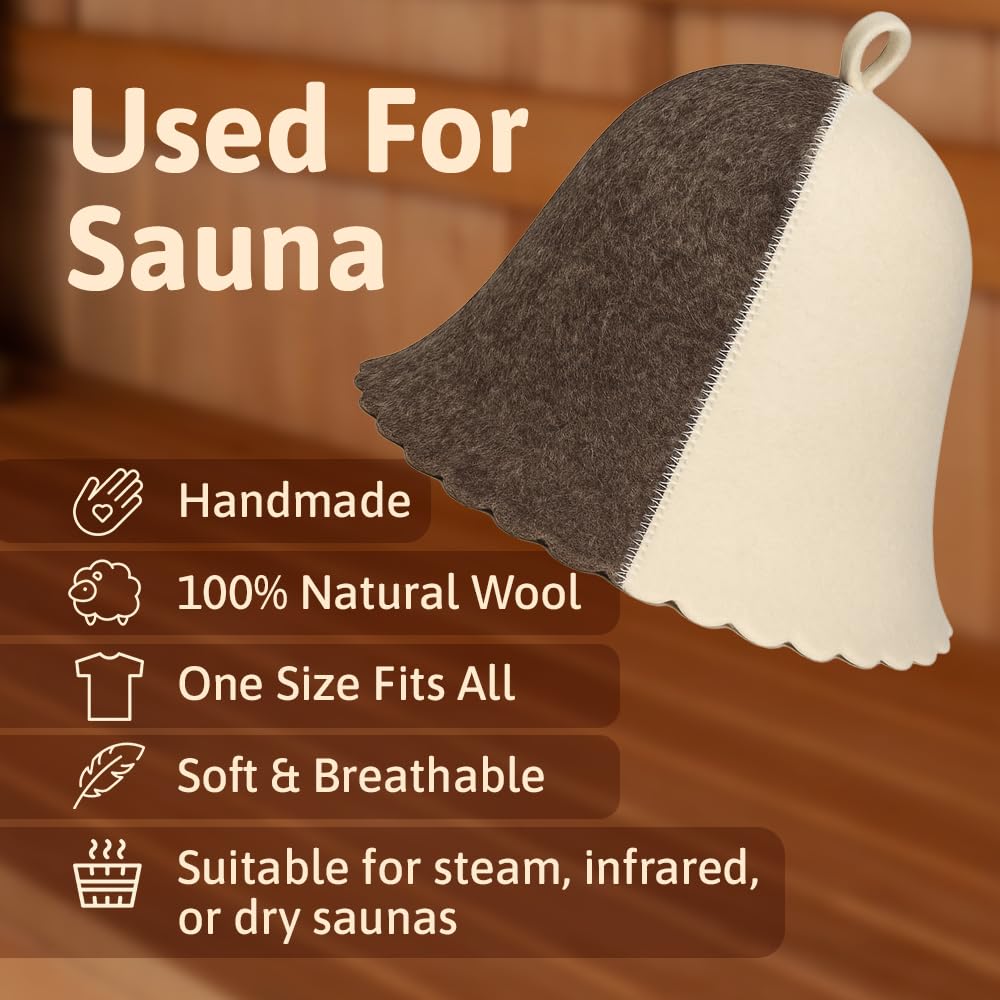 ASKOLD wool sauna hat white variation shown against neutral backdrop for versatile use.