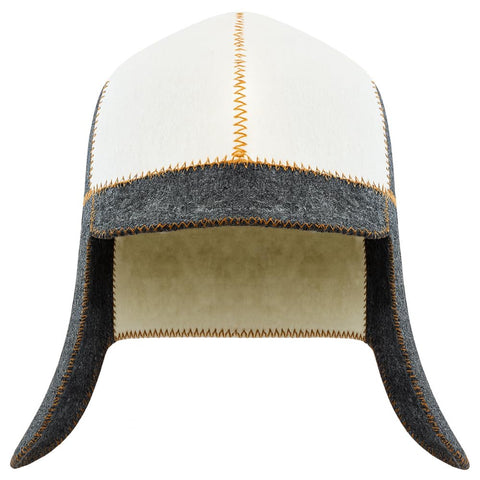 ASKOLD Wool Sauna Hat worn on head showing comfortable fit for all.