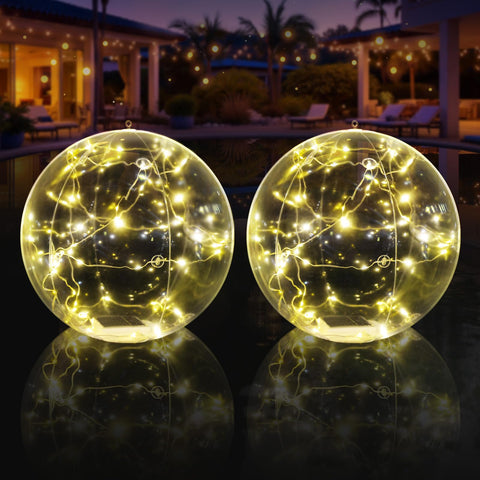Askyli floating pool lights glow warmly for evening swims.