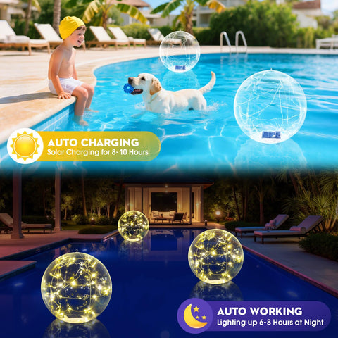 Askyli warm white LED pool ball provides cozy lighting for night swimming.