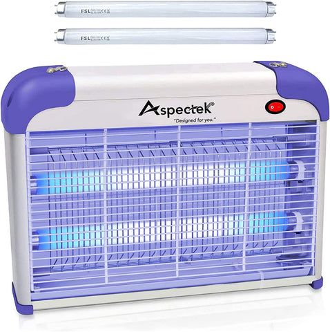 ASPECTEK 20W bug zapper front view demonstrates 360° attraction for indoor pest control