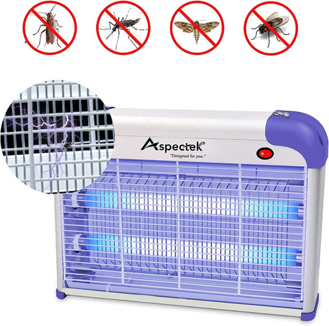 ASPECTEK 20W bug zapper side view shows compact footprint for discreet placement