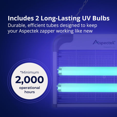 Two-pack UV tubes restore zapping power for mosquitoes, flies, and moths.