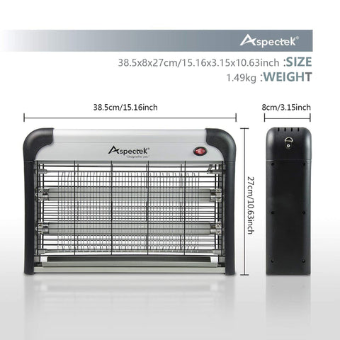 Aspectek bug zapper 2800V grid for fast elimination of flying pests.