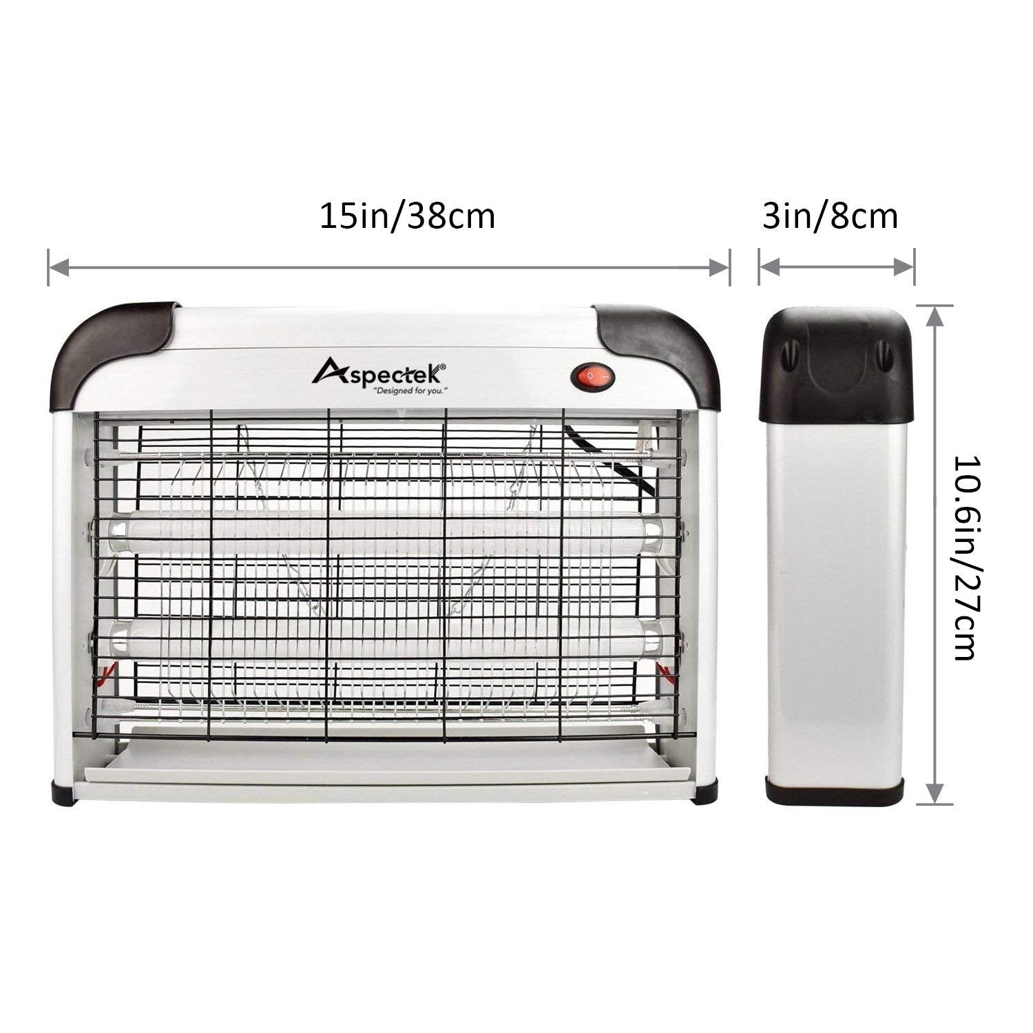 Aspectek bug zapper mesh screen protects against accidental contact.