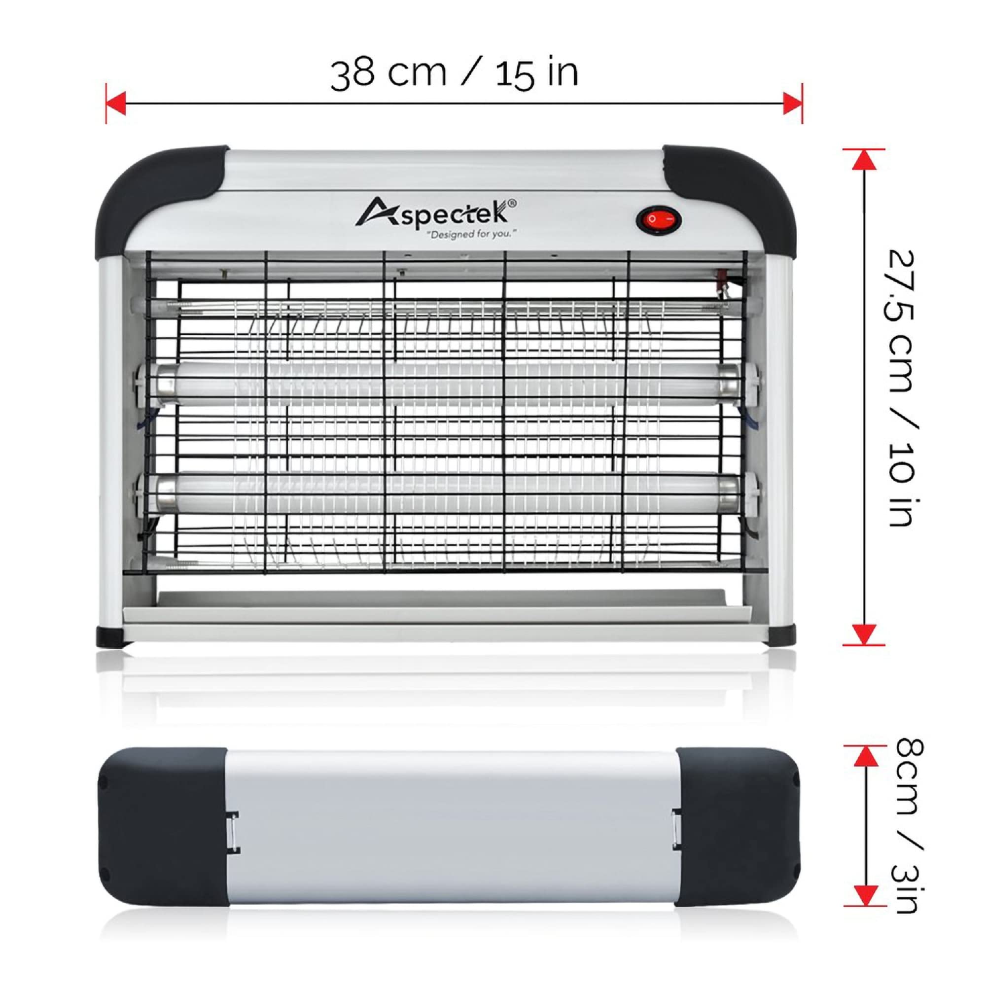 Aspectek insect killer removable tray collects dead insects for quick cleaning