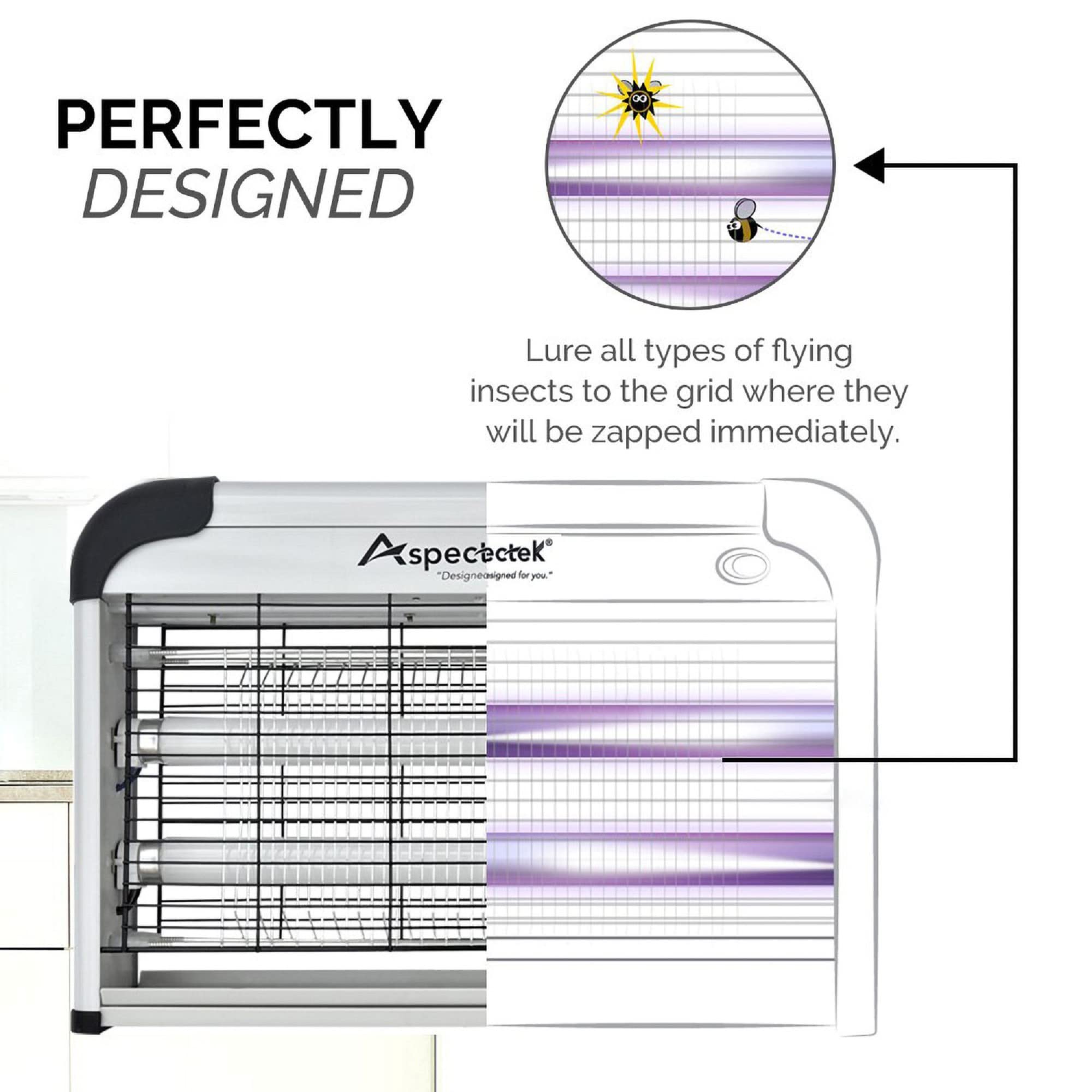Aspectek insect killer with two UV bulbs inside to attract pests