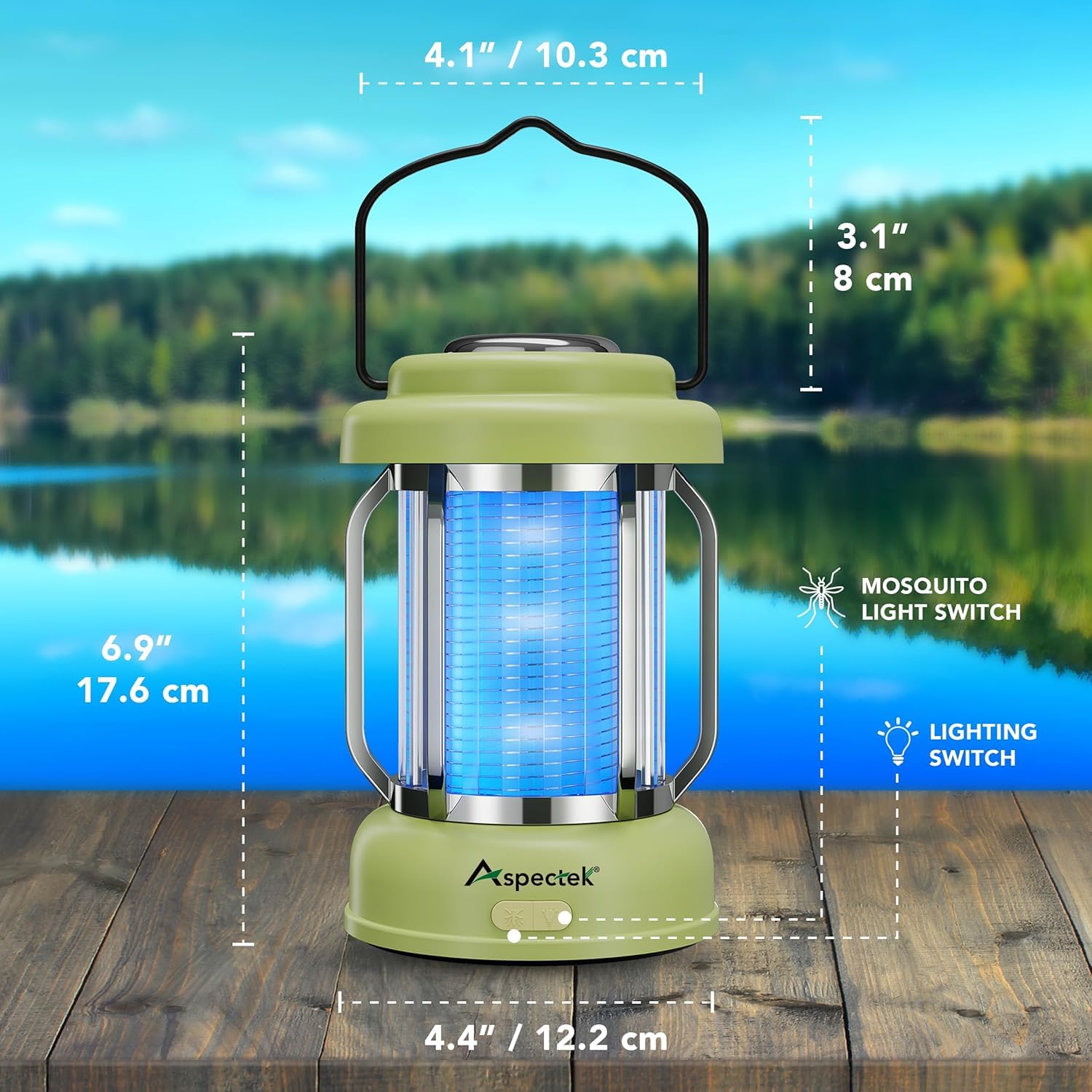 Aspectek IPX4-rated build withstands weather while camping or patio use.