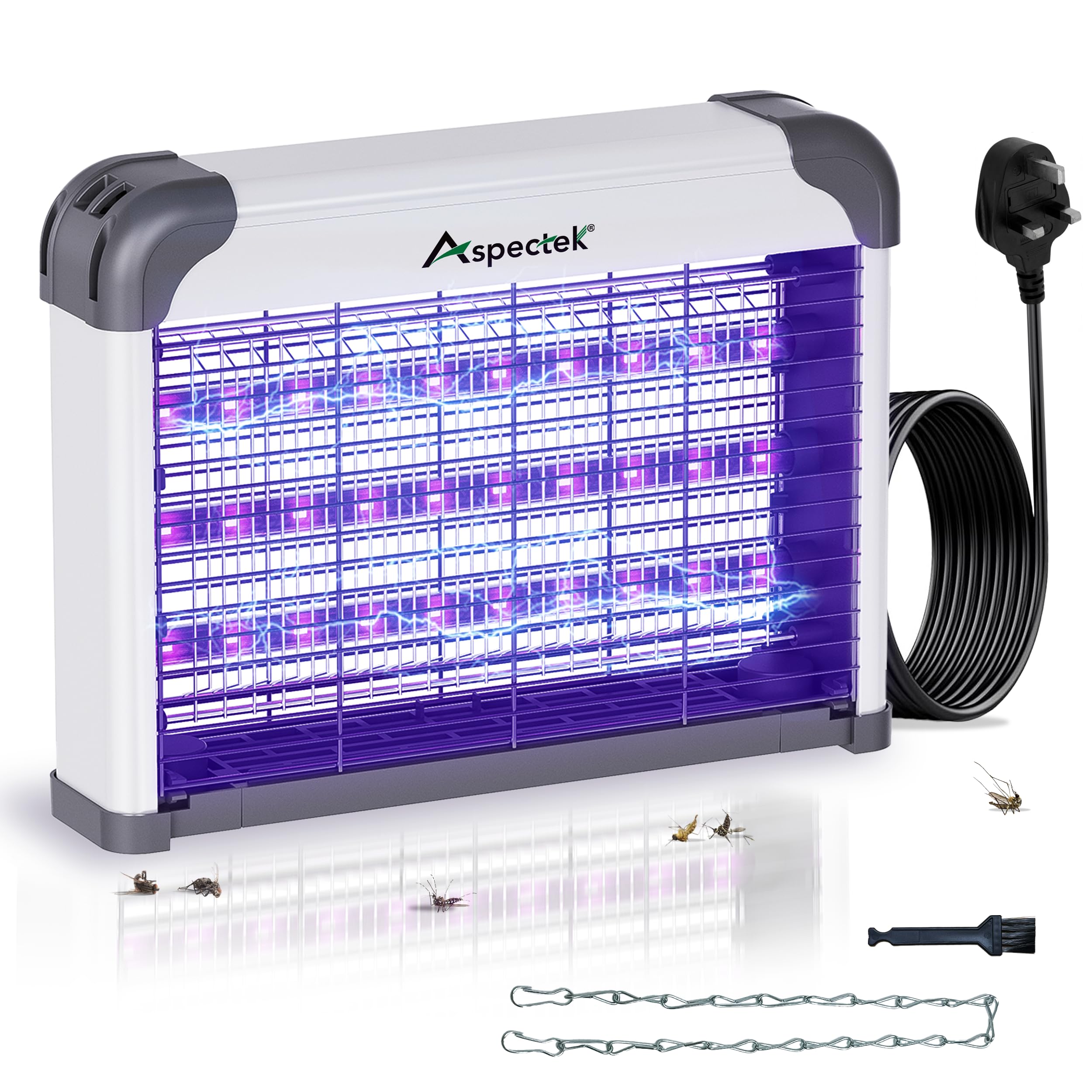 Aspectek LED bug zapper front view with safety mesh for households