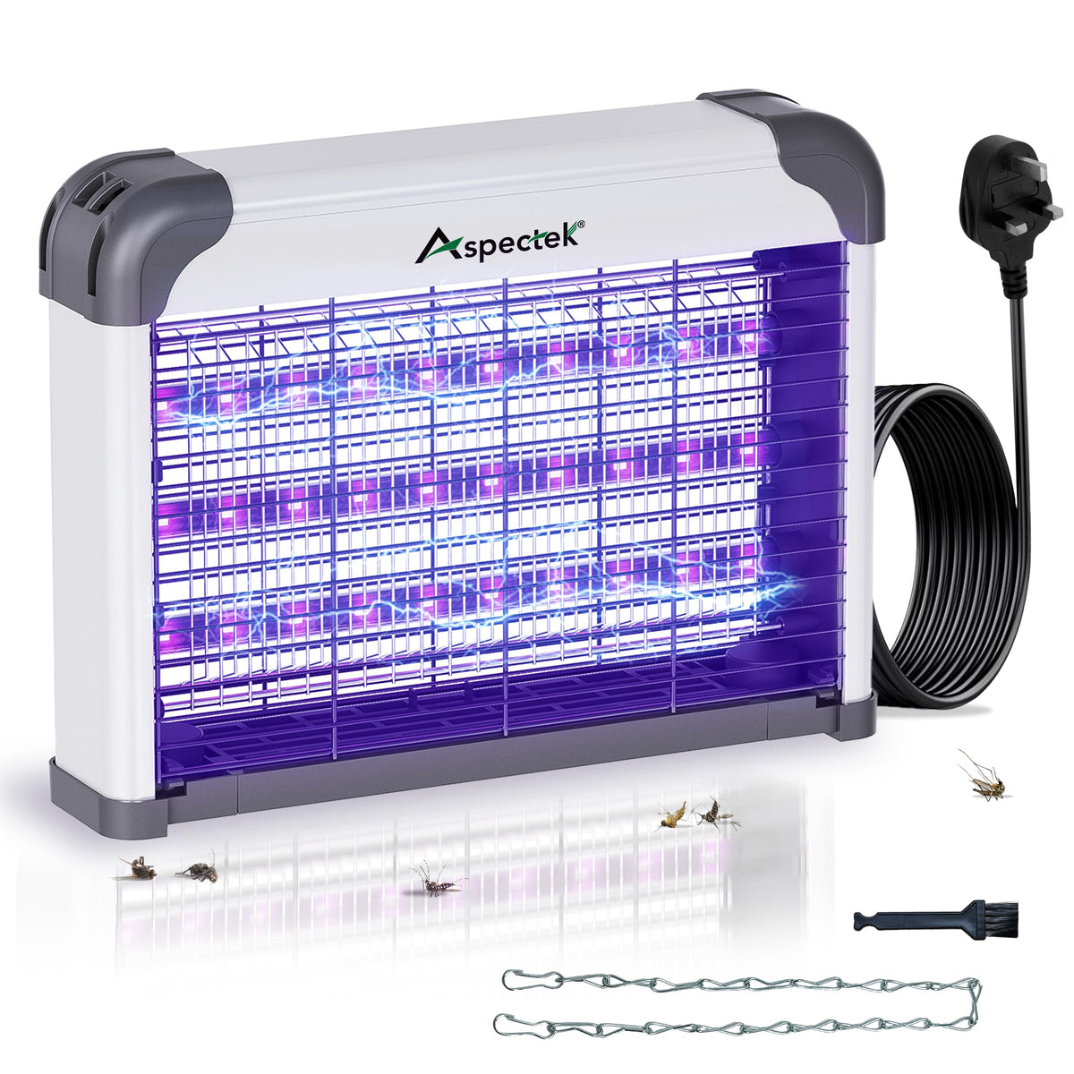 Aspectek LED bug zapper front view with safety mesh for households
