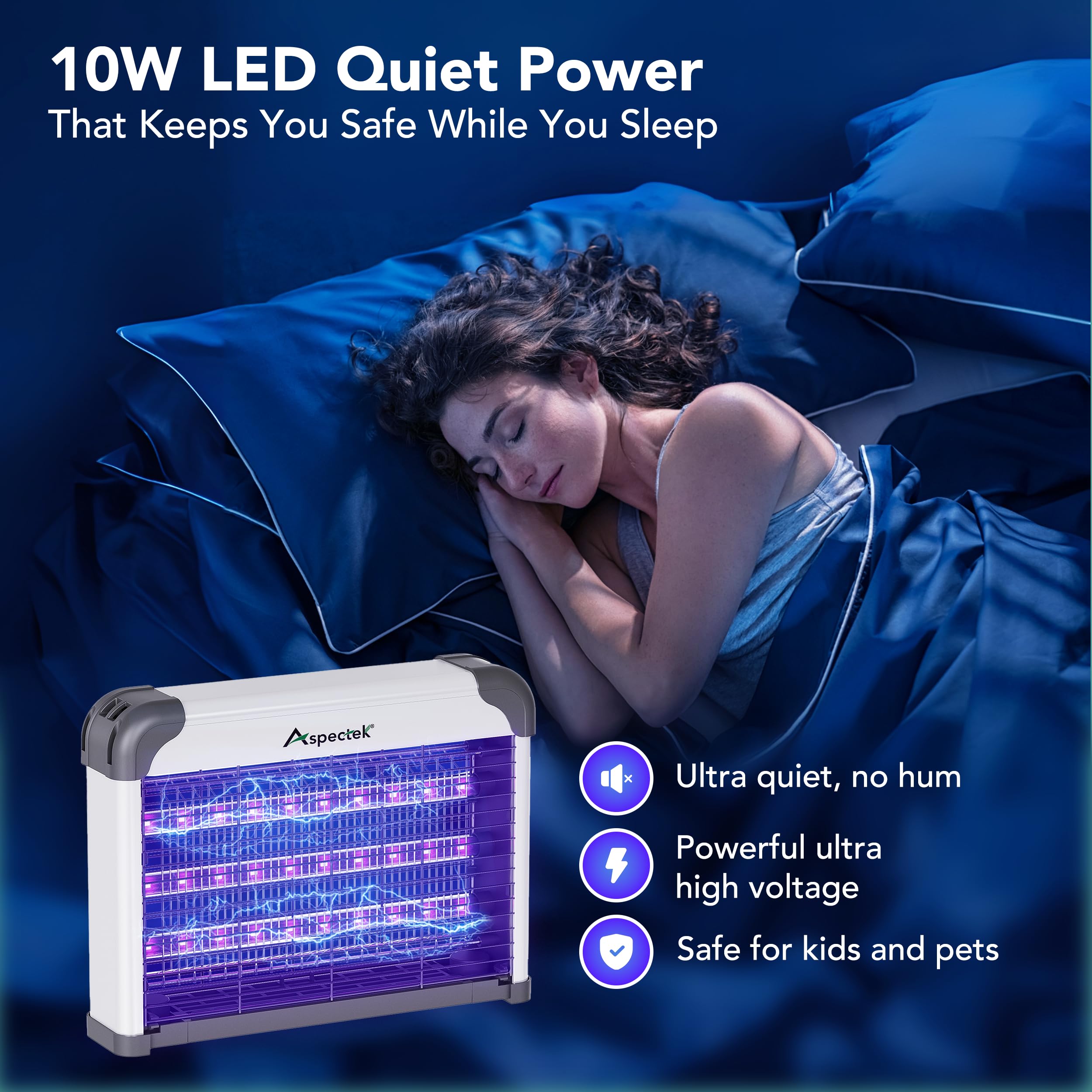 Aspectek LED bug zapper with replaceable LED tubes for longevity