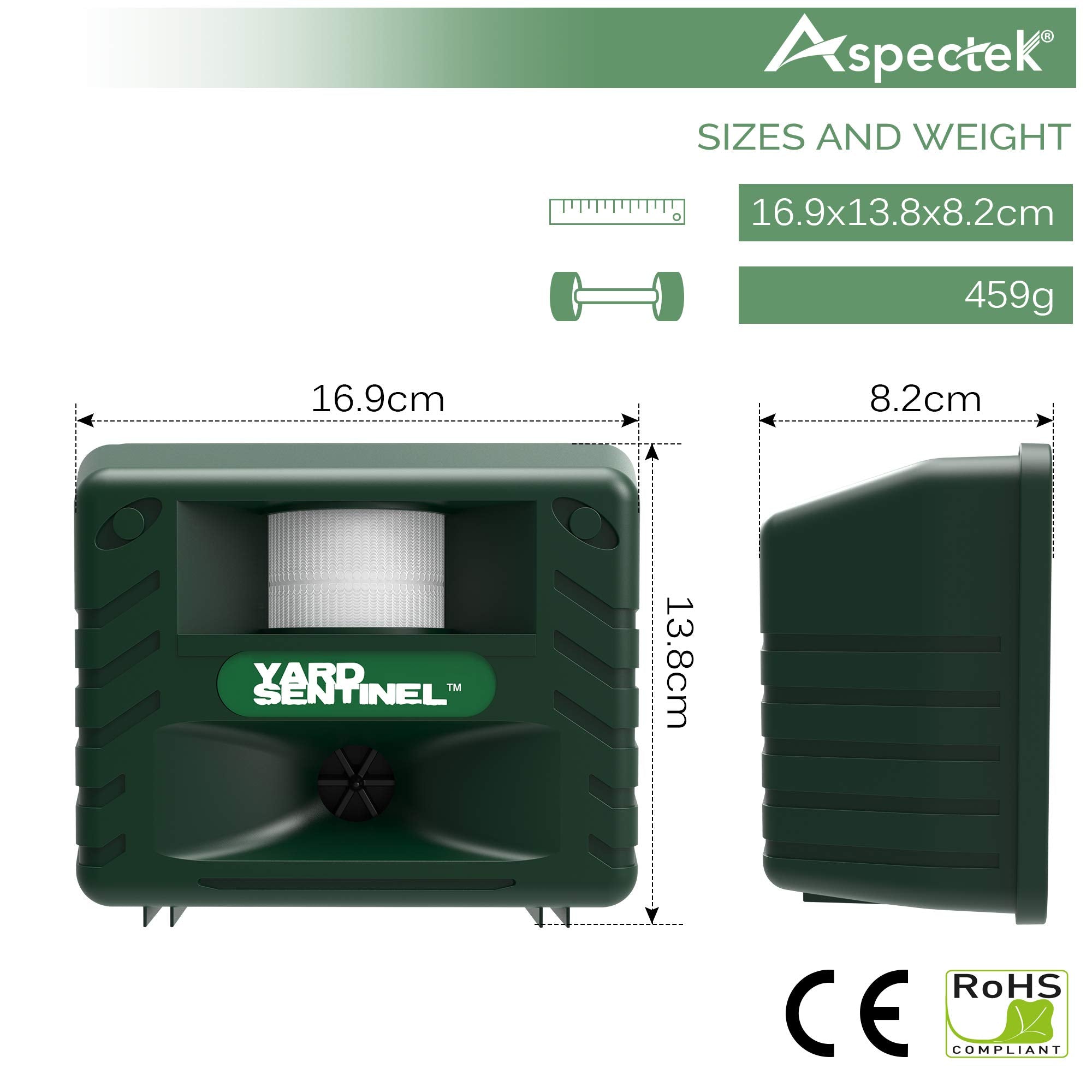 ASPECTEK Yard Sentinel 2-Pack extension cord option for flexible placement