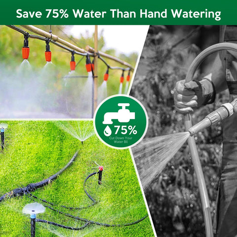 ASPULU drip emitters and mist nozzle pack for versatile irrigation options.