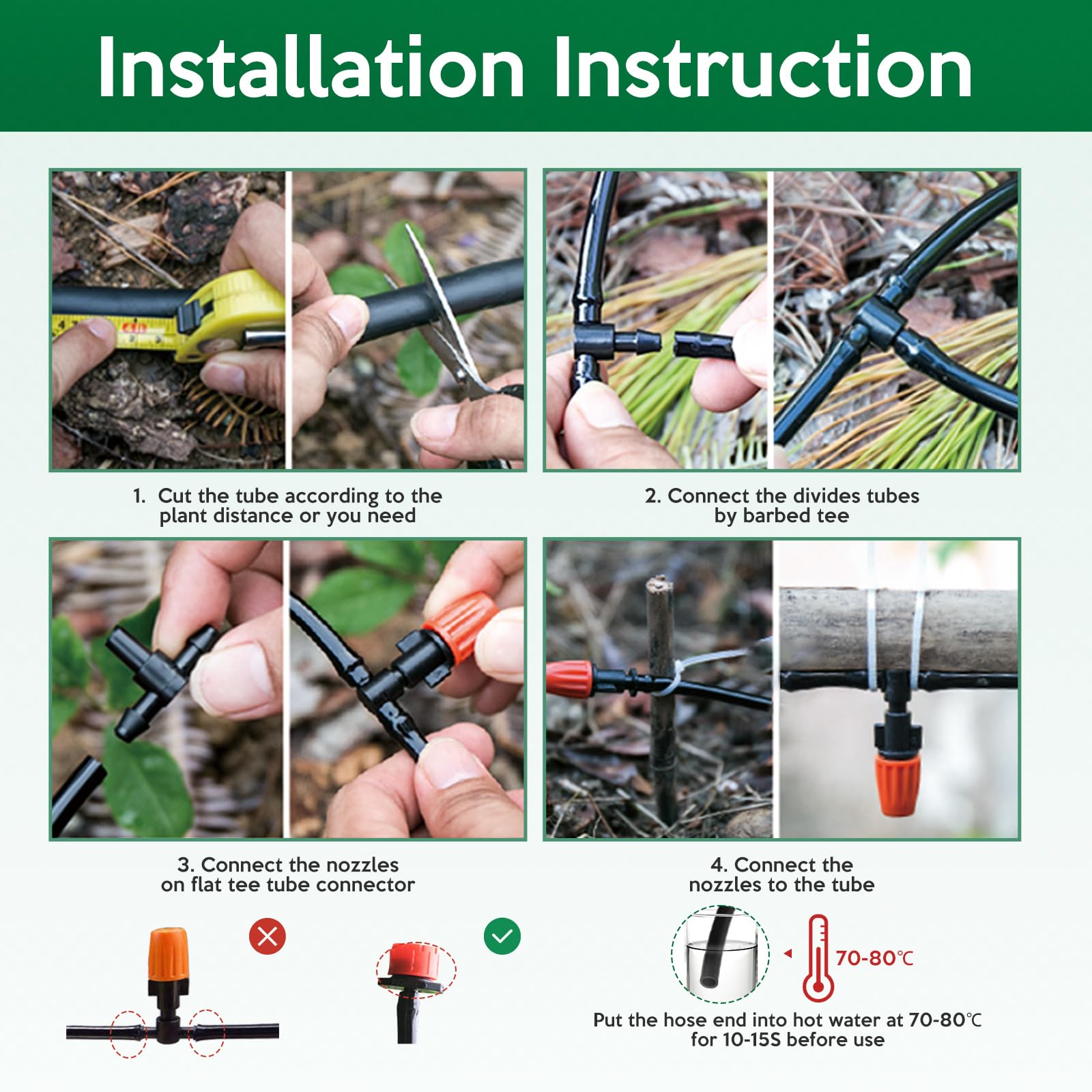 ASPULU four sprayer types provide adjustable water flow for diverse plants.